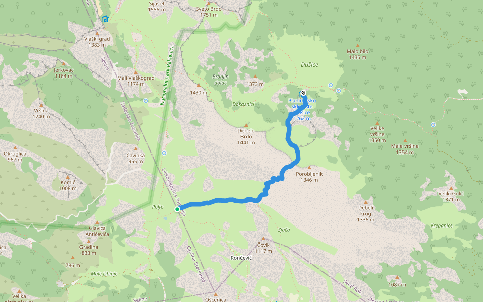 908 Velike Libinje - Dušice walking route map in Seline