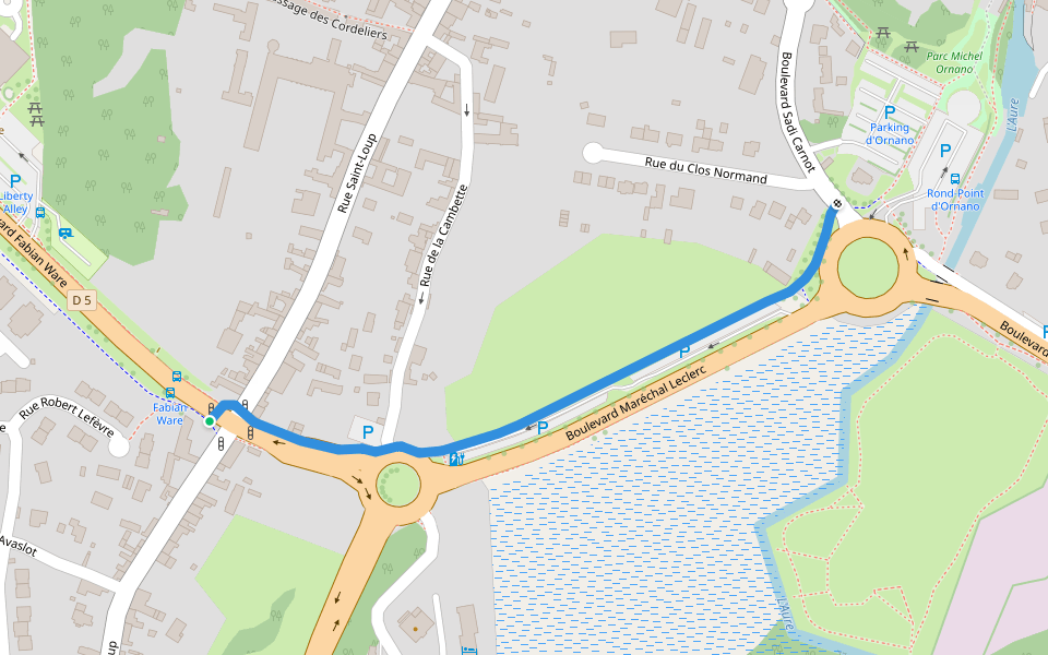 Voie verte - Boulevard Maréchal Leclerc walking route map in Bayeux