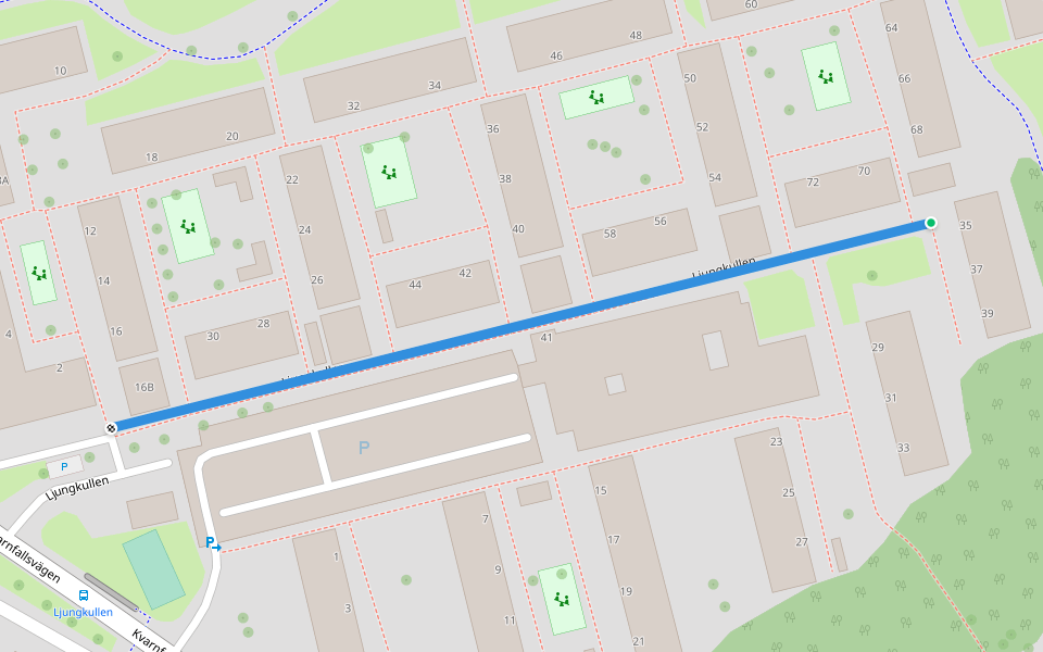 Ljungkullen walking route map in Sävedalen
