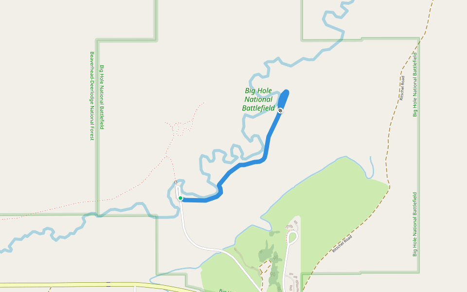 Nez Perce Camp Trail walking route map in Wisdom