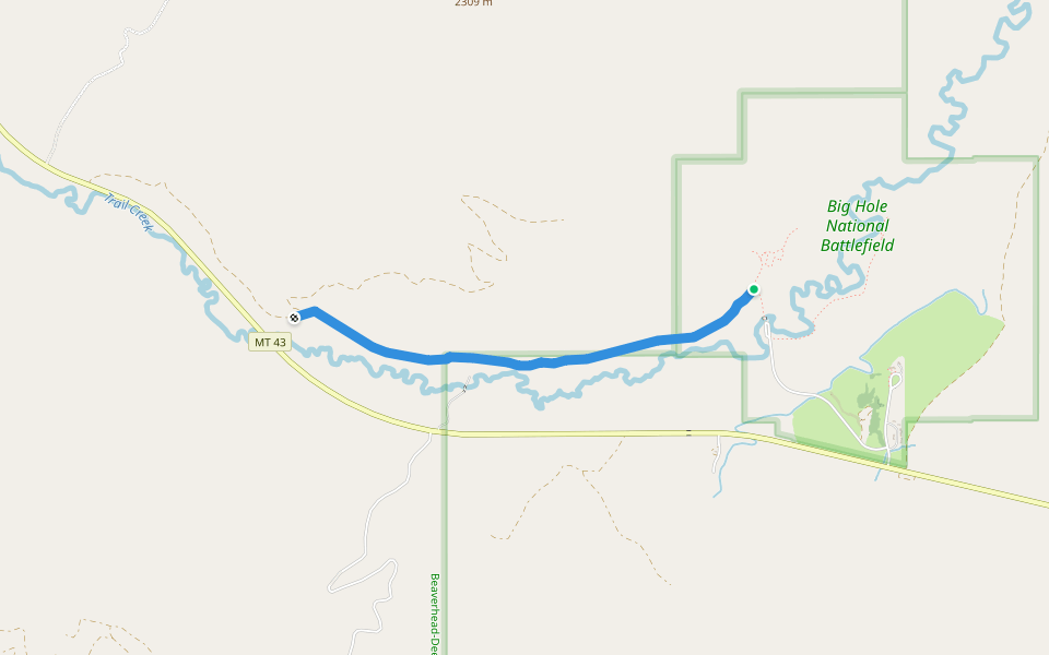 Nez Perce National Historic Trail walking route map in Wisdom