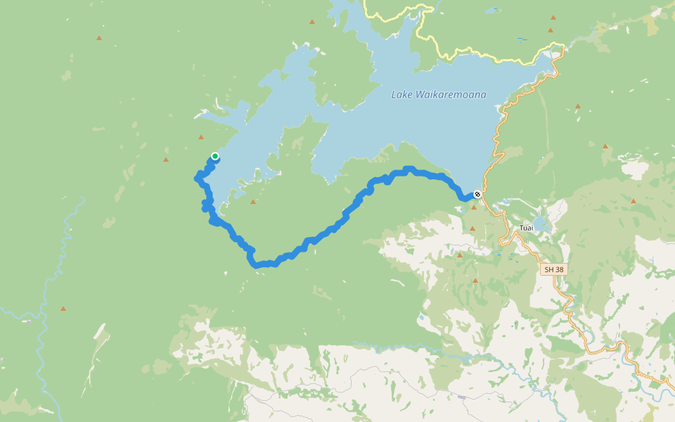 Lake Waikaremoana Great Walk walking route map in Tuai