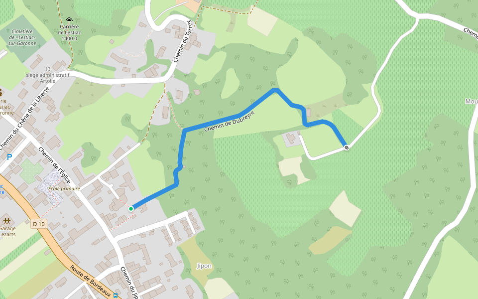 Chemin de Dubreyre walking route map in Lestiac-sur-Garonne