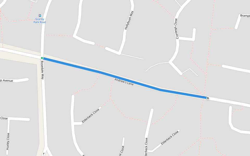 Andrew's Lane walking route map in Cheshunt