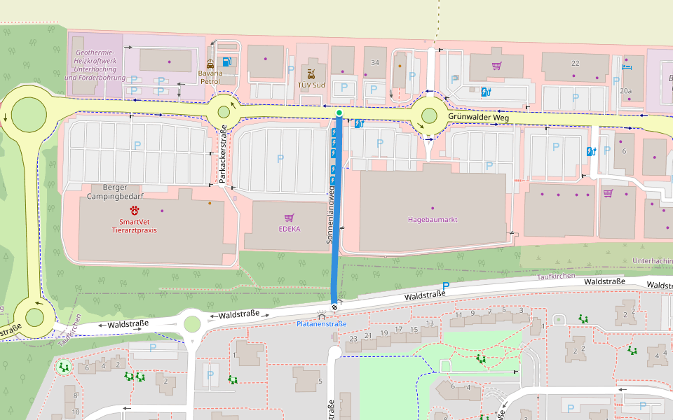 Sonnenlängweg walking route map in Unterhaching