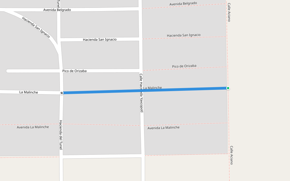 La Malinche walking route map in Mexicali