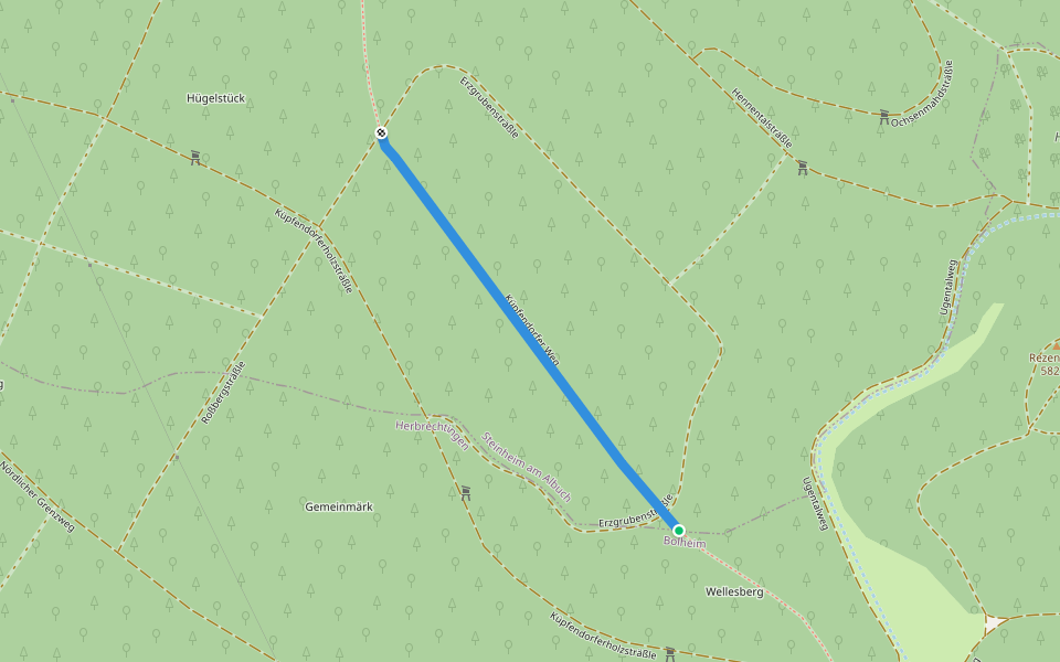 Küpfendorfer Weg walking route map in Herbrechtingen