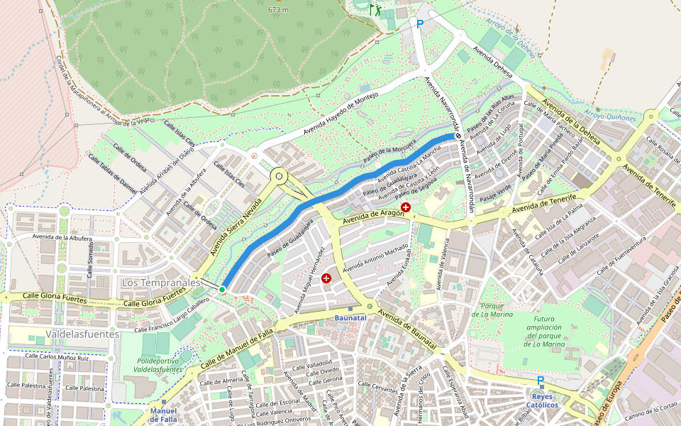 Paseo de Albacete walking route map in San Sebastián de los Reyes