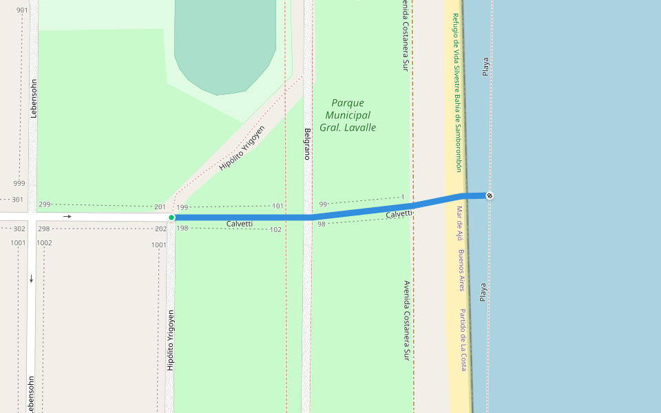 Calvetti walking route map in Mar de Ajó