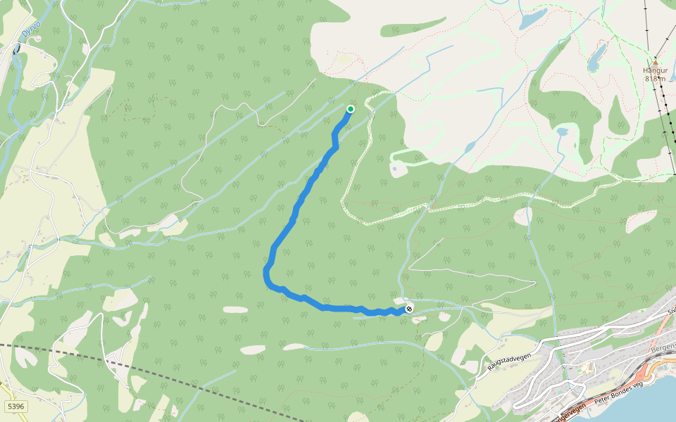 Raugstadløypa walking route map in Vossevangen