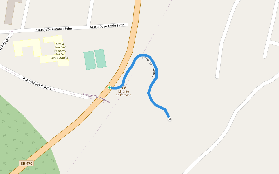 Trilha do Paredão walking route map in Salvador do Sul