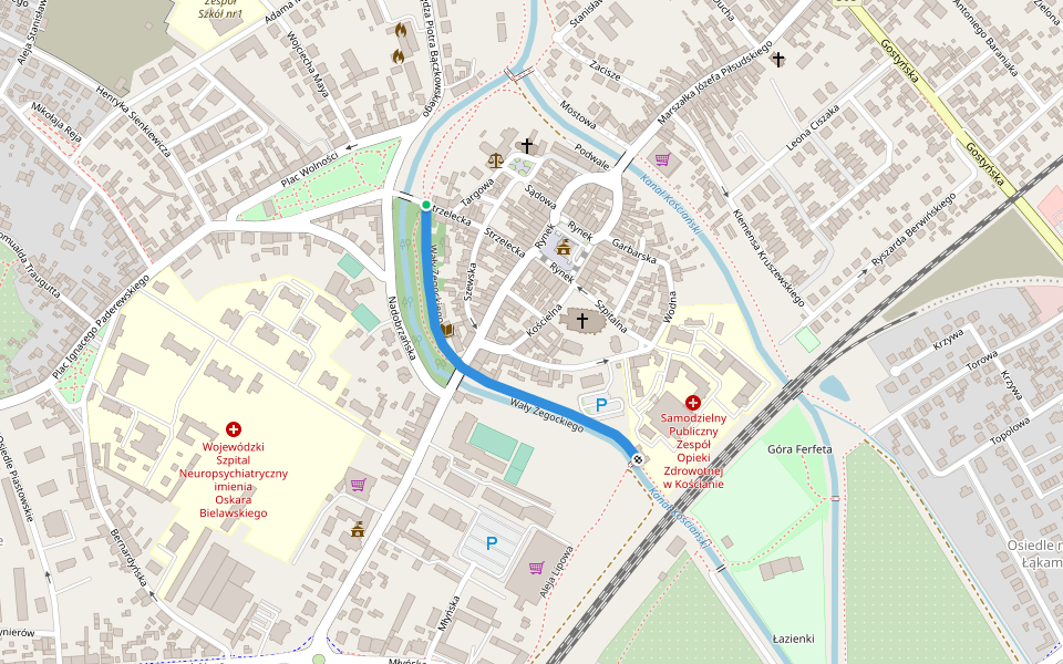 Wały Żegockiego walking route map in Kościan