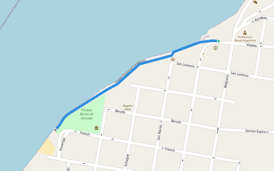 Paseo Peatonal Costanera walking route map in GQA