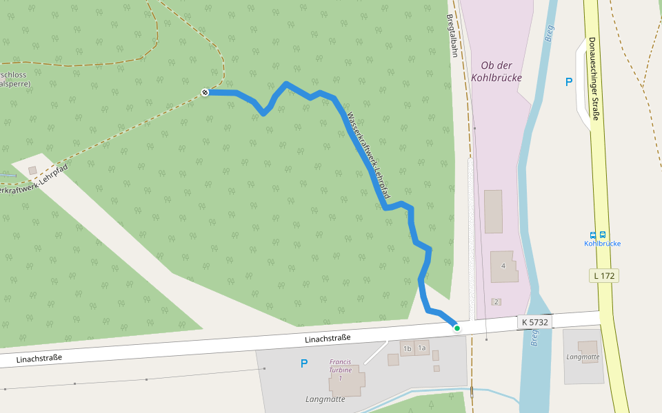 Wasserkraftwerk-Lehrpfad walking route map in Vöhrenbach