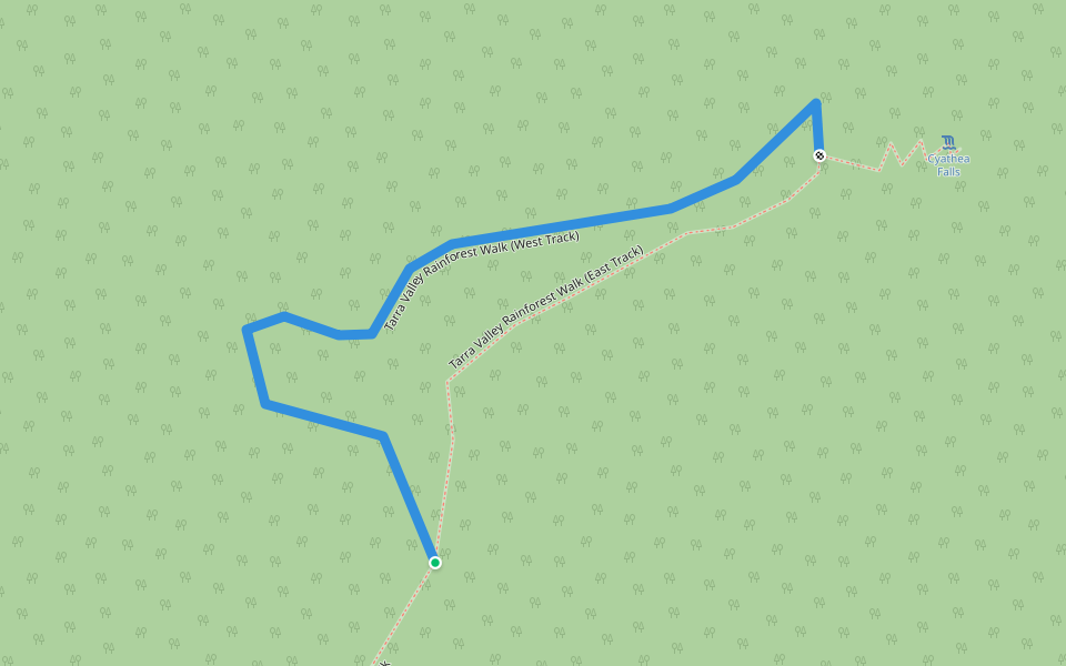 Tarra Valley Rainforest Walk (West Track) walking route map in Tarra Valley