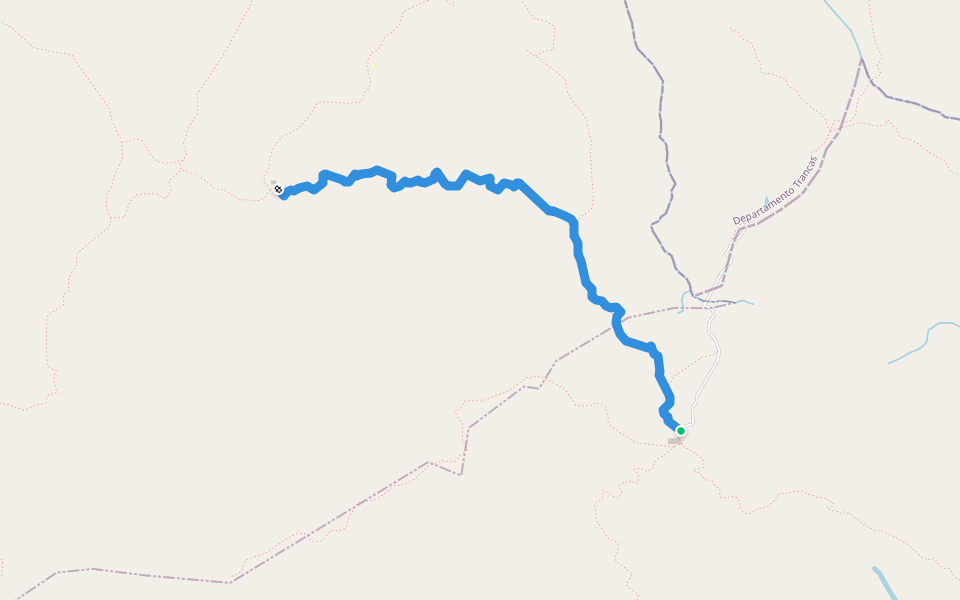Sendero Las Arquitas - La Lagunita walking route map in Tafí del Valle