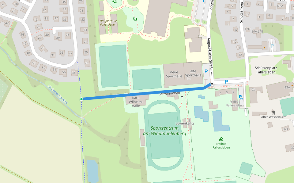 Schwimmbad walking route map in Wolfsburg