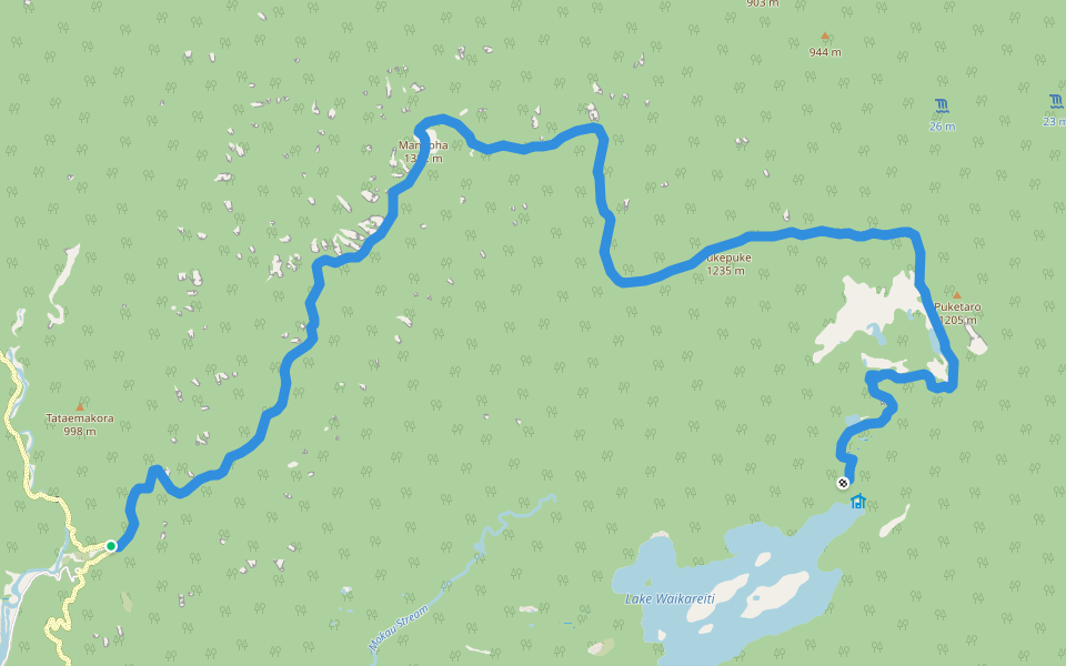 Manuoha Track walking route map in Tuai