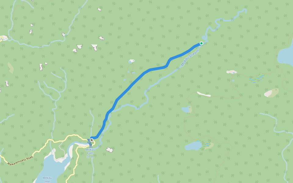 Mokau Stream Track walking route map in Tuai
