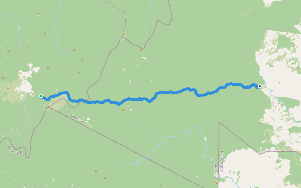 Ruas Track walking route map in Maungapohatu