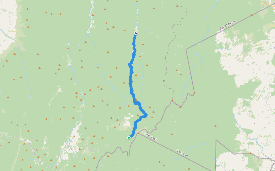Six Foot Track walking route map in Maungapohatu