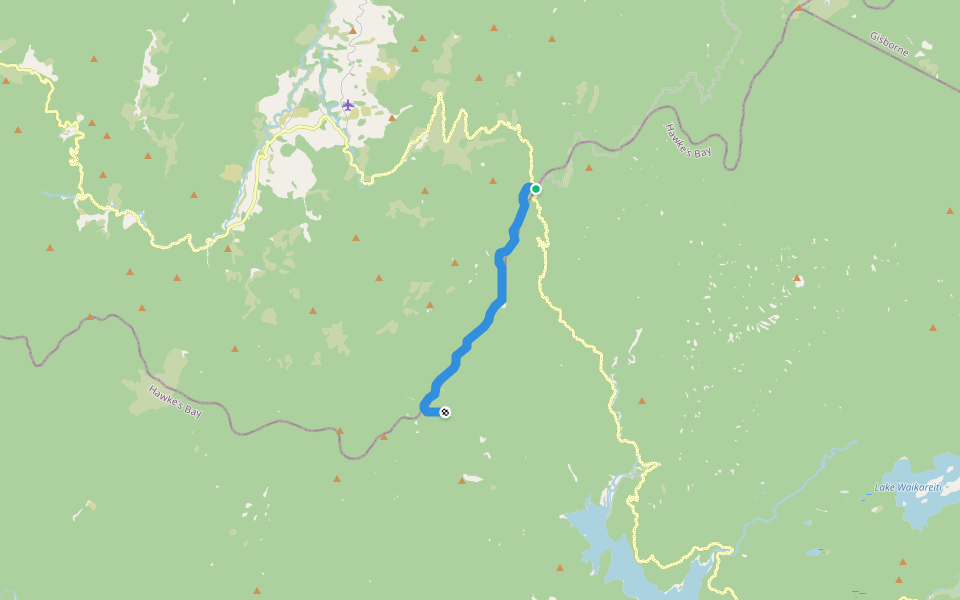 Whakataka Hut Track walking route map in Ruatahuna