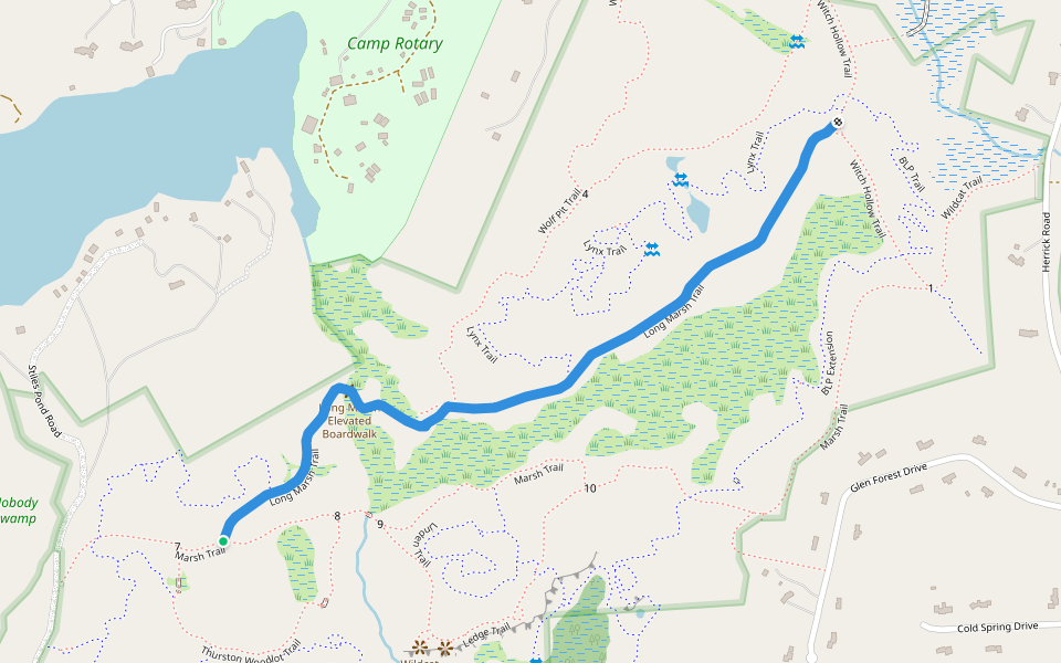 Long Marsh Trail walking route map in Boxford