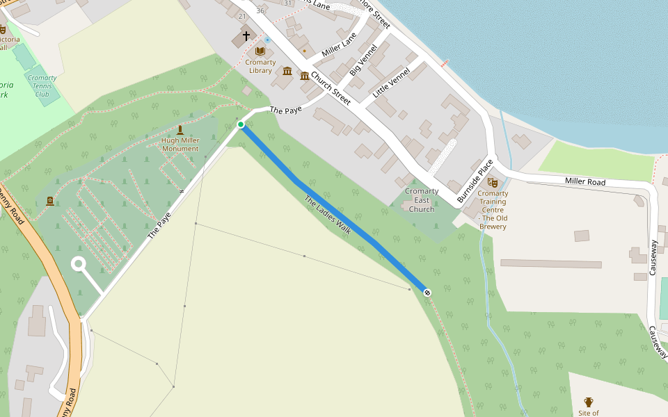 The Ladies Walk walking route map in Cromarty