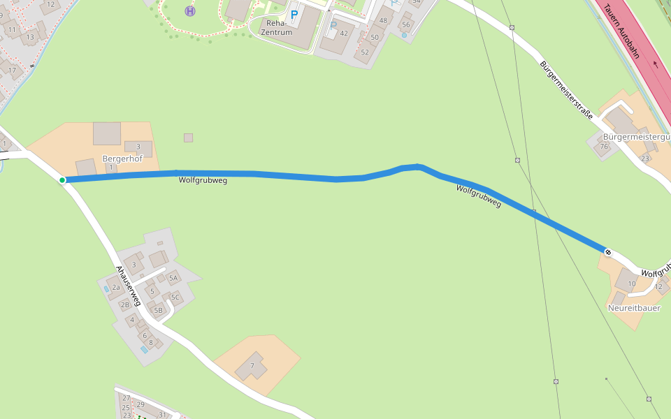 Wolfgrubweg walking route map in Gries