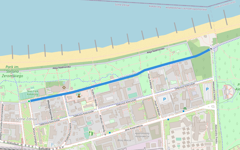 Generała Władysława Sikorskiego walking route map in Kołobrzeg