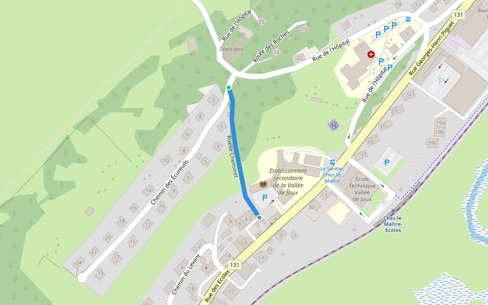 Ruelle Cheminet walking route map in Le Chenit