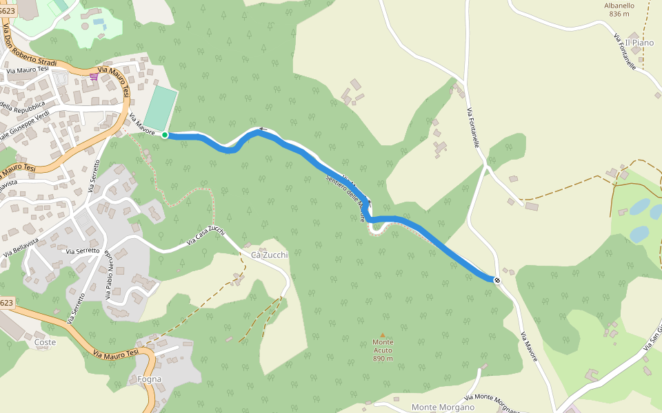 Sentiero delle Mavore walking route map in Zocca