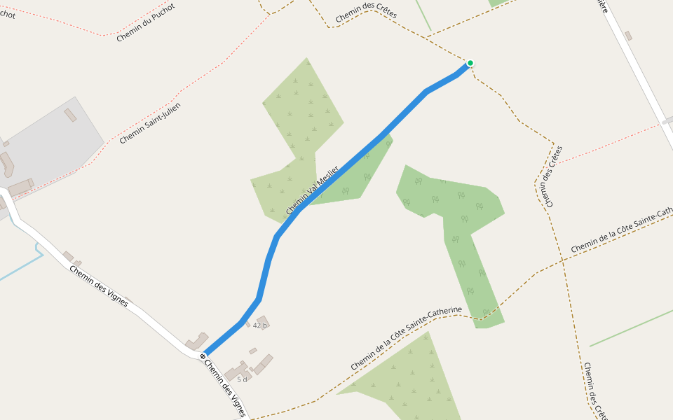 Chemin Val Meslier walking route map in Argences