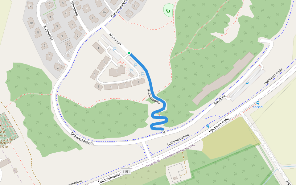 Muhunpolku walking route map in Kolsari