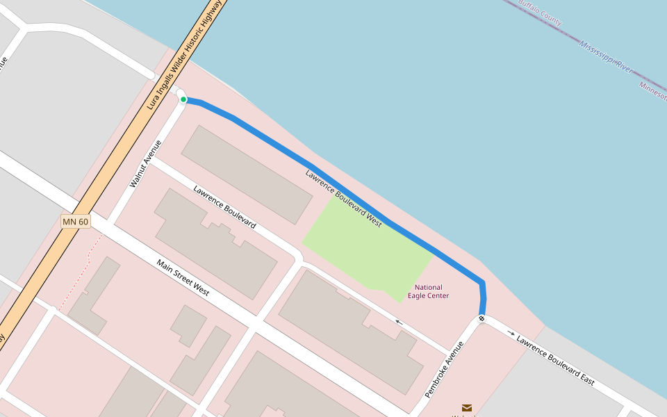 Lawrence Boulevard West walking route map in Wabasha