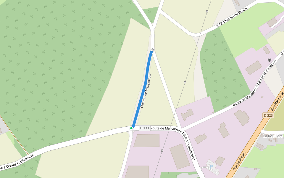 Chemin de Maupertuis walking route map in Cérans-Foulletourte