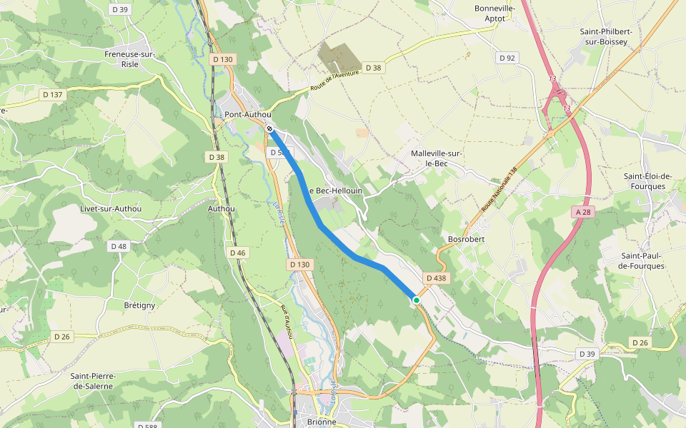 Voie Verte d'Évreux à la Vallée du Bec walking route map in Le Bec-Hellouin