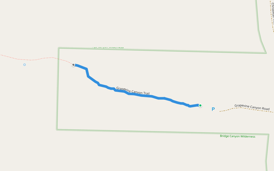 Grapevine Canyon Trail walking route map in Searchlight