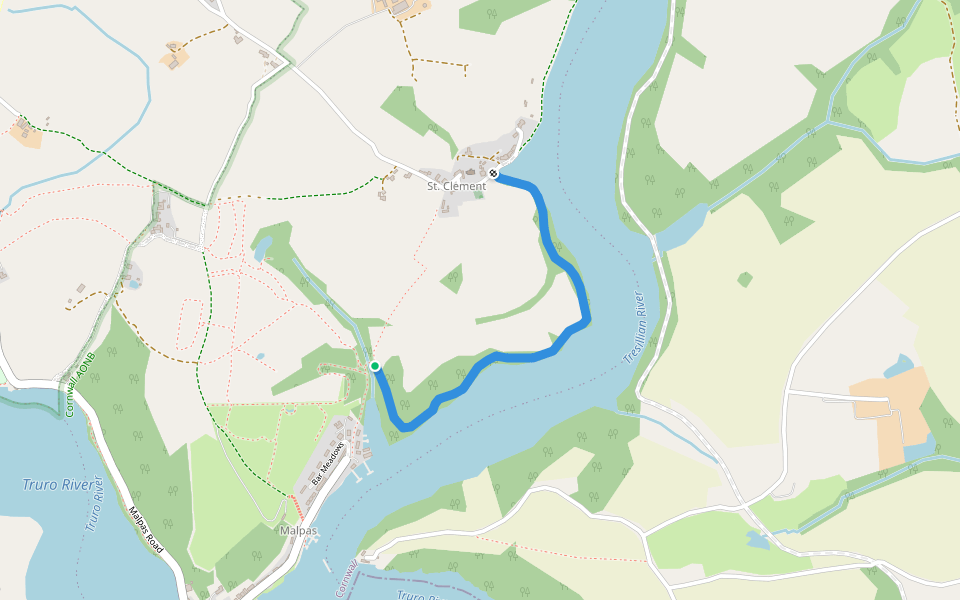 Denas Road walking route map in Malpas