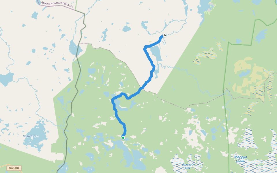 Транскенозерская тропа walking route map in Guzhovo