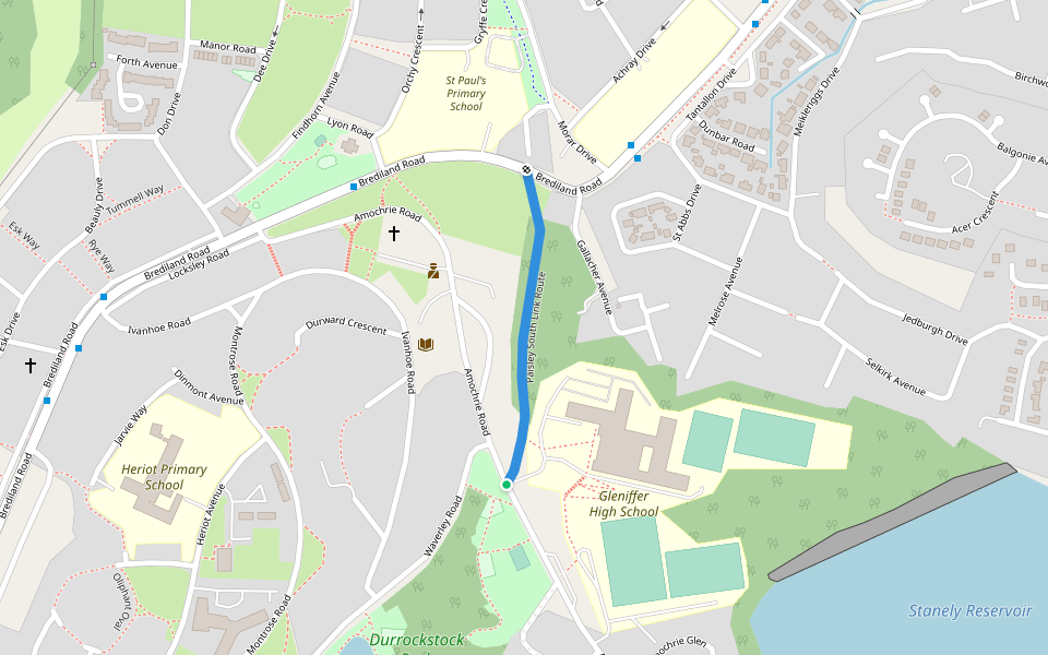 Paisley South Link Route walking route map in Paisley