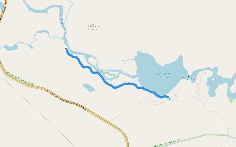 Falls trail walking route map in Tors Cove