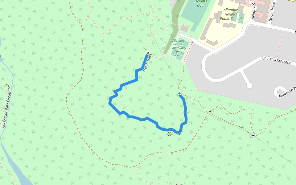 Heath Track walking route map in Allambie Heights