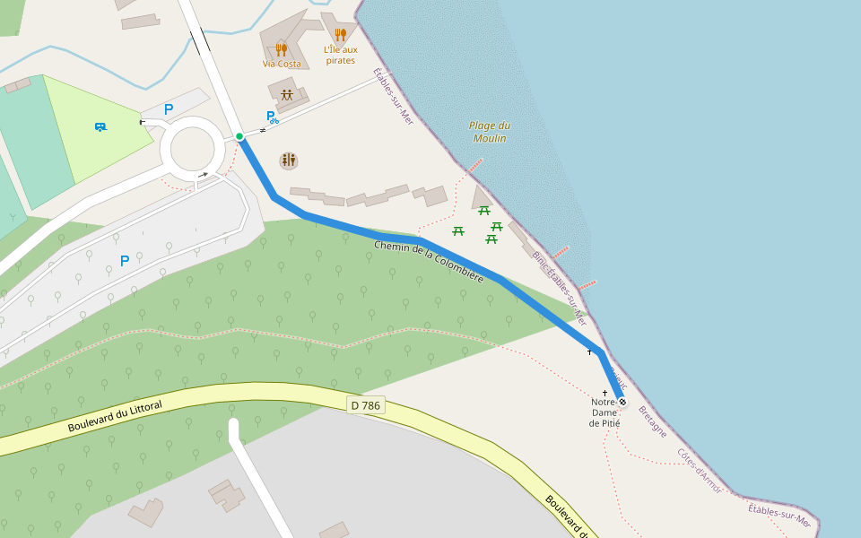 Chemin de la Colombière walking route map in Binic-Étables-sur-Mer