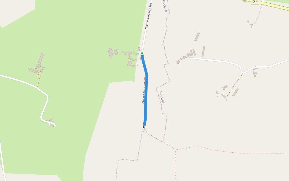 Chemin Houssay Sud walking route map in Houssay