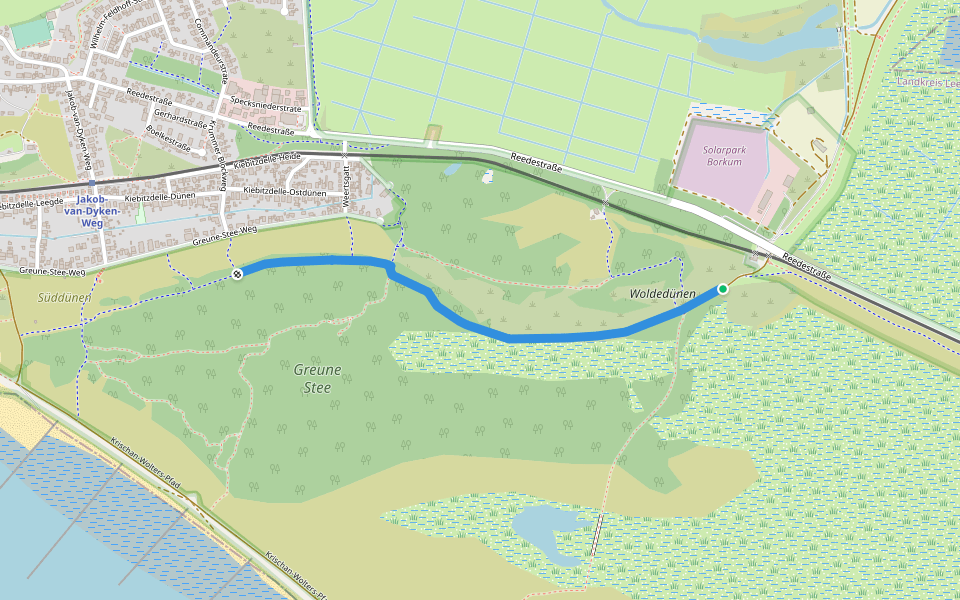 Anton-Scharphuis-Weg walking route map in Borkum