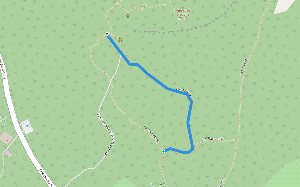 Les Arènes walking route map in Mont-Saint-Grégoire