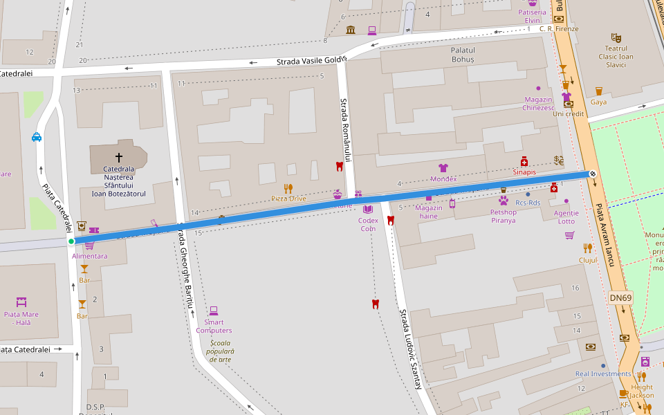 Strada Mețianu walking route map in Cladova