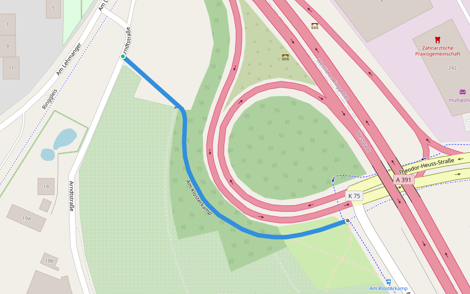 Am Klosterkamp walking route map in Braunschweig