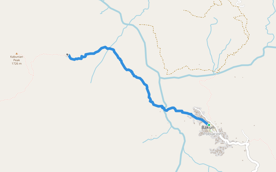 Kabunian Trail walking route map in Bakun